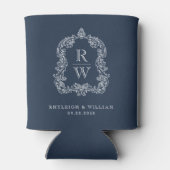 Trouw Monogram Crest Marineblauw Blikjeskoeler (Achterkant)
