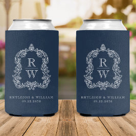 Trouw Monogram Crest Marineblauw Blikjeskoeler