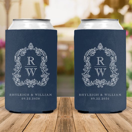 Trouw Monogram Crest Marineblauw Blikjeskoeler
