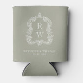 Trouw Monogram Crest Sagegroen Blikjeskoeler (Voorkant)