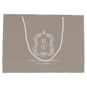 Trouw Monogram Crest Taupe Groot Cadeauzakje (Achterkant)