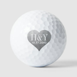 Trouw Monogram Eerste Letter Datum Zilver Hart Golfballen