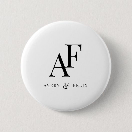 Trouw Monogram Elegant Eenvoudig Minimalistisch Ronde Button 5,7 Cm (Voorkant)