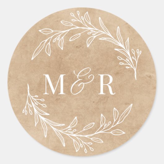 Trouw Monogram Envelopstickers Trouw Ronde Sticker (Voorkant)