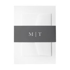 Trouw Monogram Grau en Wit Uitnodigingen Wikkel