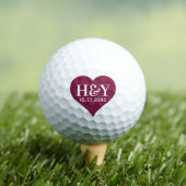 Trouw Monogram Initiaal Datum Rode Hart Golfballen (Insitu Shirt)