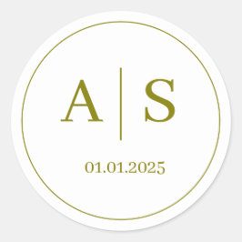 Trouw Monogram Initiaal Stickers, Persoonlijk Ronde Sticker