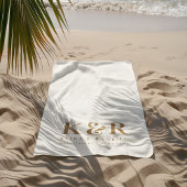 Trouw Monogram Minimalistisch Eenvoudig Goud en Wi Strandlaken