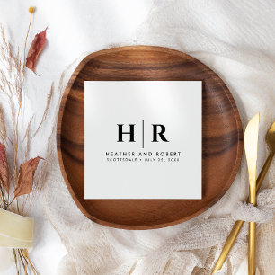 Trouw Monogram Modern Aangepast Bruid en Bruidegom Servet