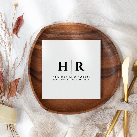 Trouw Monogram Modern Aangepast Bruid en Bruidegom Servet