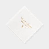Trouw Monogram Namen Elegant Modern Hart Goud Folie Servetten (Rechts)