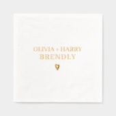 Trouw Monogram Namen Elegant Modern Hart Goud Folie Servetten (Voorkant)