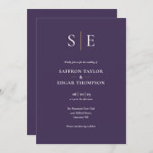 Trouw Monogram Paars All In One Kaart (Voorkant / Achterkant)