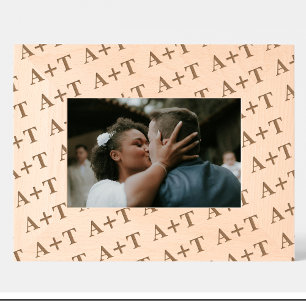 Trouw Monogram Patroon Gegraveerd Houten Frame