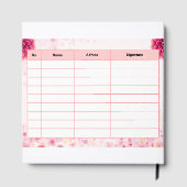 Trouw Monogram Poster – Roze Bloem Initialen Des Gastenboek (Achterkant)
