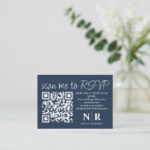 Trouw Monogram QR Code RSVP Met Foto Elegant Informatiekaartje (Staand voorkant)