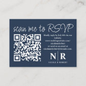 Trouw Monogram QR Code RSVP Met Foto Elegant Informatiekaartje (Voorkant)