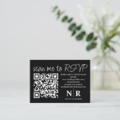 Trouw Monogram QR Code RSVP Met Foto Elegant Informatiekaartje (Staand voorkant)