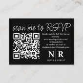 Trouw Monogram QR Code RSVP Met Foto Elegant Informatiekaartje (Voorkant)