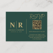Trouw Monogram RSVP QR Code Foto Elegant Informatiekaartje (Voorkant)