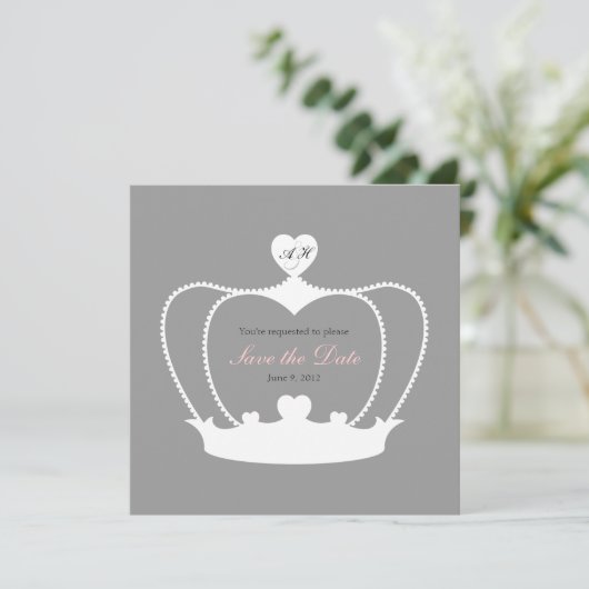 Trouw Monogram Save the Date Aankondiging (Staand voorkant)