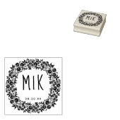 Trouw Monogram Save the Date | Bloemenslingers Rubberstempel (Gestempeld)