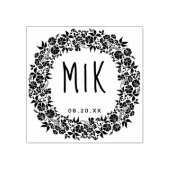 Trouw Monogram Save the Date | Bloemenslingers Rubberstempel (Afrduk)