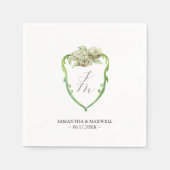 Trouw Monogram Servetten Groene Hydrangea (Voorkant)