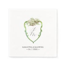 Trouw Monogram Servetten Groene Hydrangea