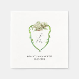 Trouw Monogram Servetten Groene Hydrangea