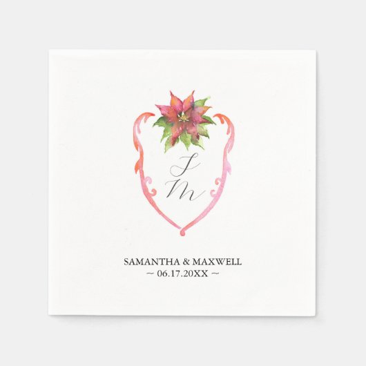 Trouw Monogram Servetten Poinsettia (Voorkant)