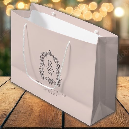 Trouw Monogram Wapen Roze Groot Cadeauzakje