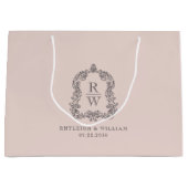Trouw Monogram Wapen Roze Groot Cadeauzakje (Voorkant)