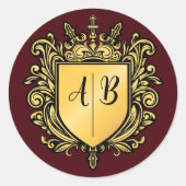 Trouw Monogram Wapenschild Goud Ronde Sticker (Voorkant)