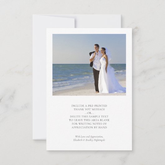 Trouw Monogram Witte Harten Twee Foto's Script Bedankkaart (Achterkant)