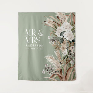 Trouw Mr en Mrs pampagras modern elegant Wandkleed