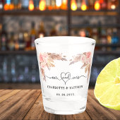 Trouw mr mevrouw koppel pampasgras roze bloemen shot glas