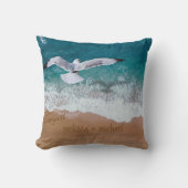 Trouw 🌴💍 Namen van koppels in zandschrift Kust- Kussen (Voorkant)