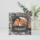 Trouw Natuur Strand Stenen Verloofde Afstudeerdatu Kaart (Staand voorkant)