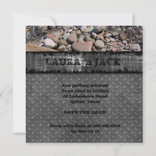 Trouw Natuur Strand Stenen Verloofde Afstudeerdatu Kaart (Achterkant)