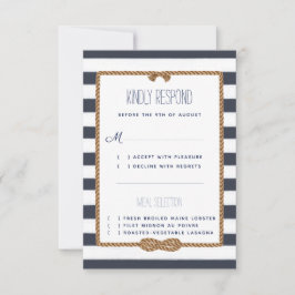 Trouw Nautilus Navy & Witte Aquarel Evenement RSVP Kaartje
