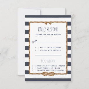 Trouw Nautilus Navy & Witte Aquarel Evenement RSVP Kaartje