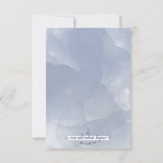 Trouw #Nautisch Marine Staalblauw Waterverf Evenem RSVP Kaartje (Achterkant)