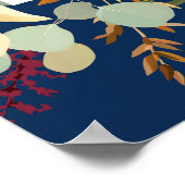 Trouw Navy Blauw Marsala Roze Landelijke Bloemenbl Poster (Hoek)