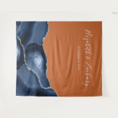 Trouw Navy Blauw Zilver Agate Verbrand Oranje Wandkleed (Voorkant (horizontaal))