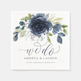 Trouw Navy Blauwe Aquarel Boeket We Do Servet