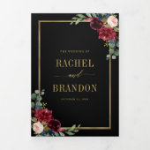 Trouw Navy Blauwe Blush Bourgondië Gouden Geometri Drieluik Aankondiging (Cover)