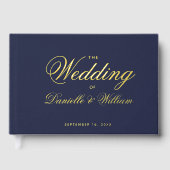 Trouw Navy Blauwe Calligrafie Script Typografie  Gastenboek (Voorkant)