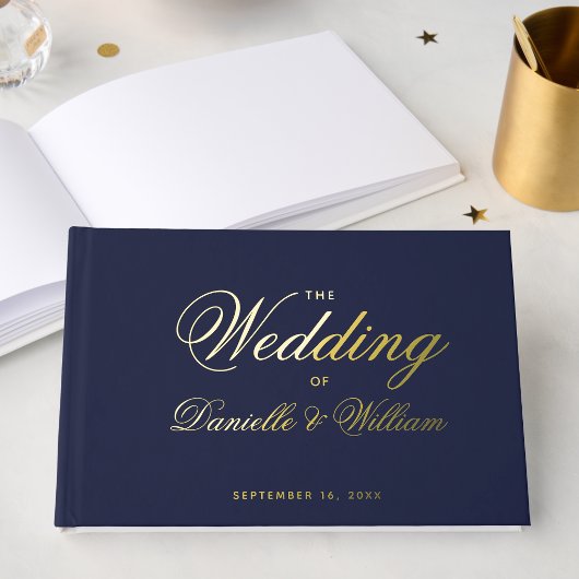 Trouw Navy Blauwe Calligrafie Script Typografie  Gastenboek