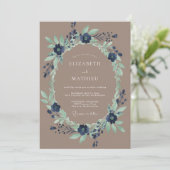 Trouw Navy Verdant Bloom Kaart (Staand voorkant)
